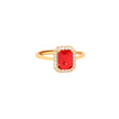 Bague Iris réglable rectangulaire rouge