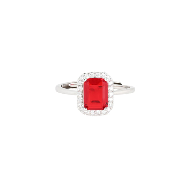 Bague Iris réglable rectangulaire rouge