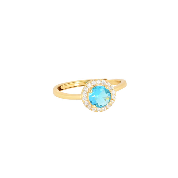 Bague Iris réglable rond bleu