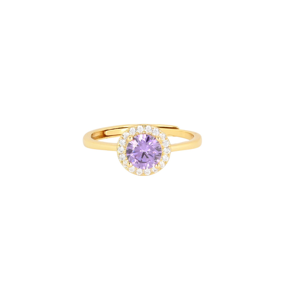 Bague Iris réglable rond lila