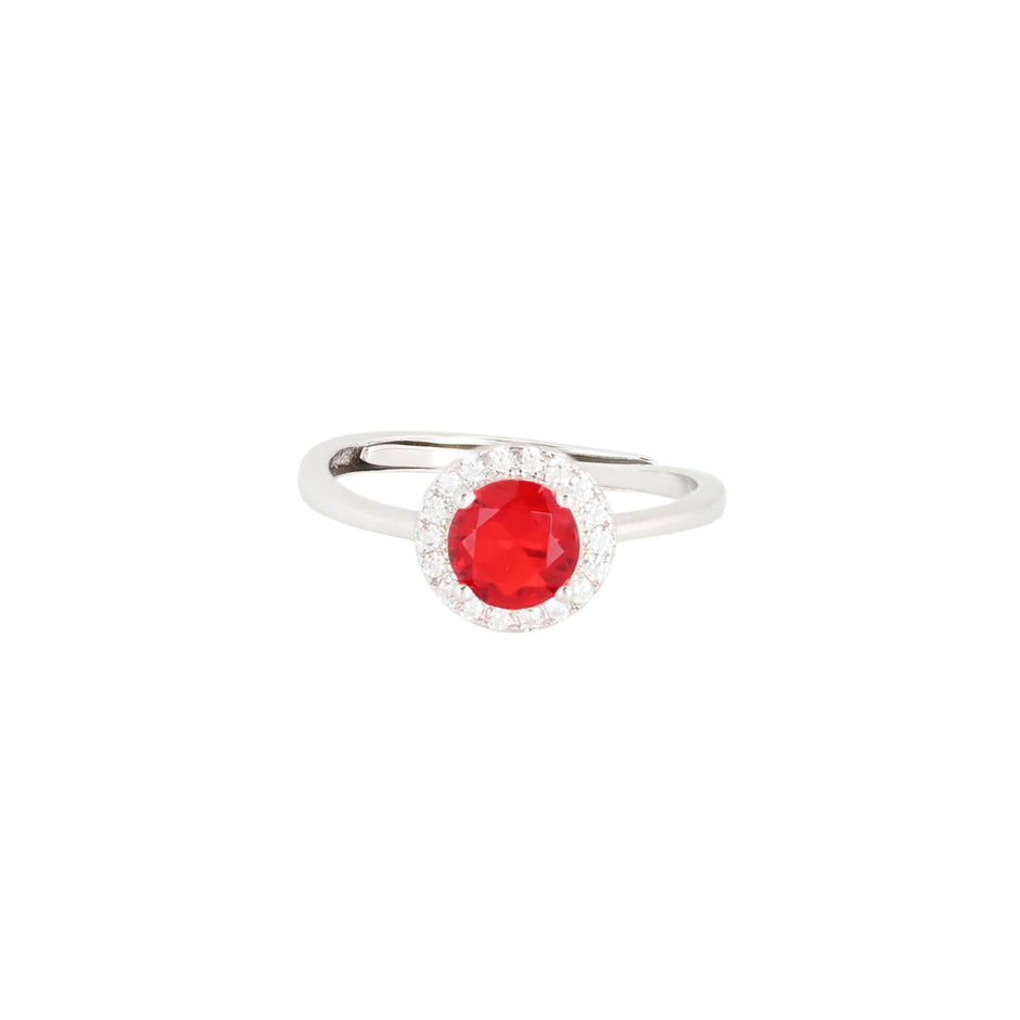 Bague Iris réglable rond rouge