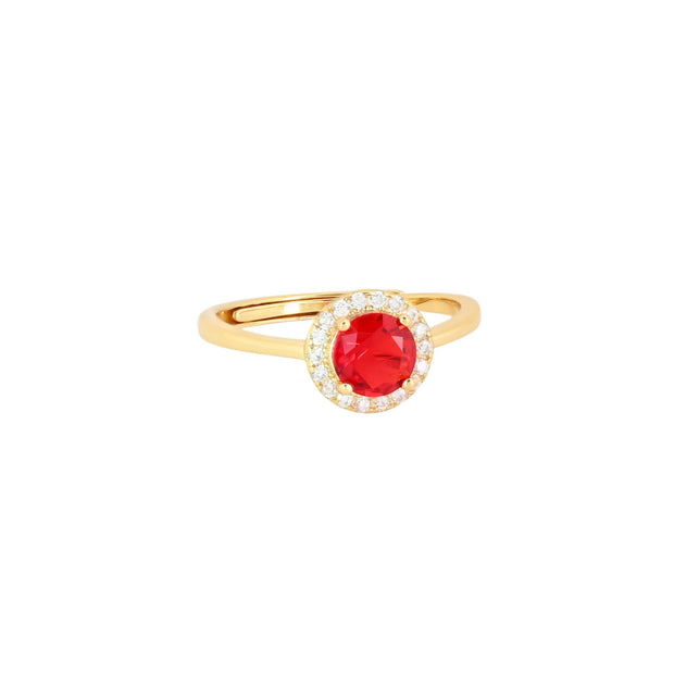 Bague Iris réglable rond rouge
