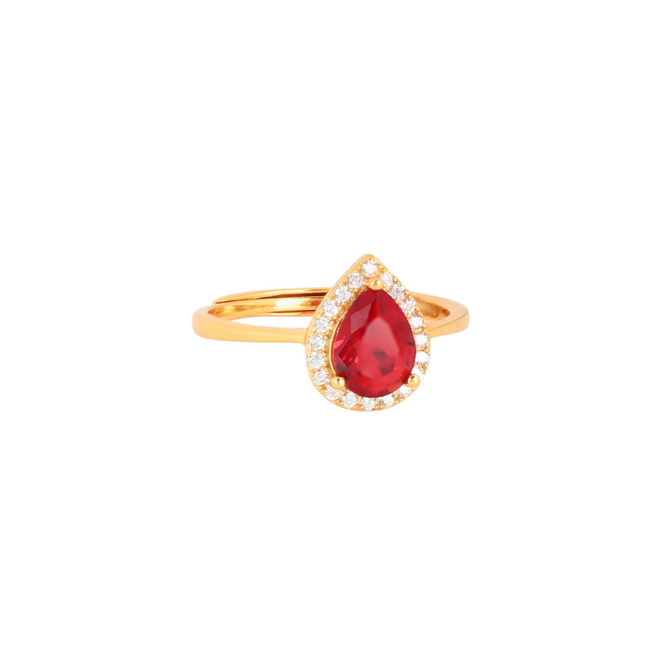 Bague Iris réglable ovale rouge