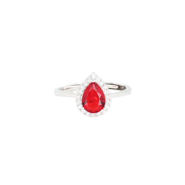 Bague Iris réglable ovale rouge