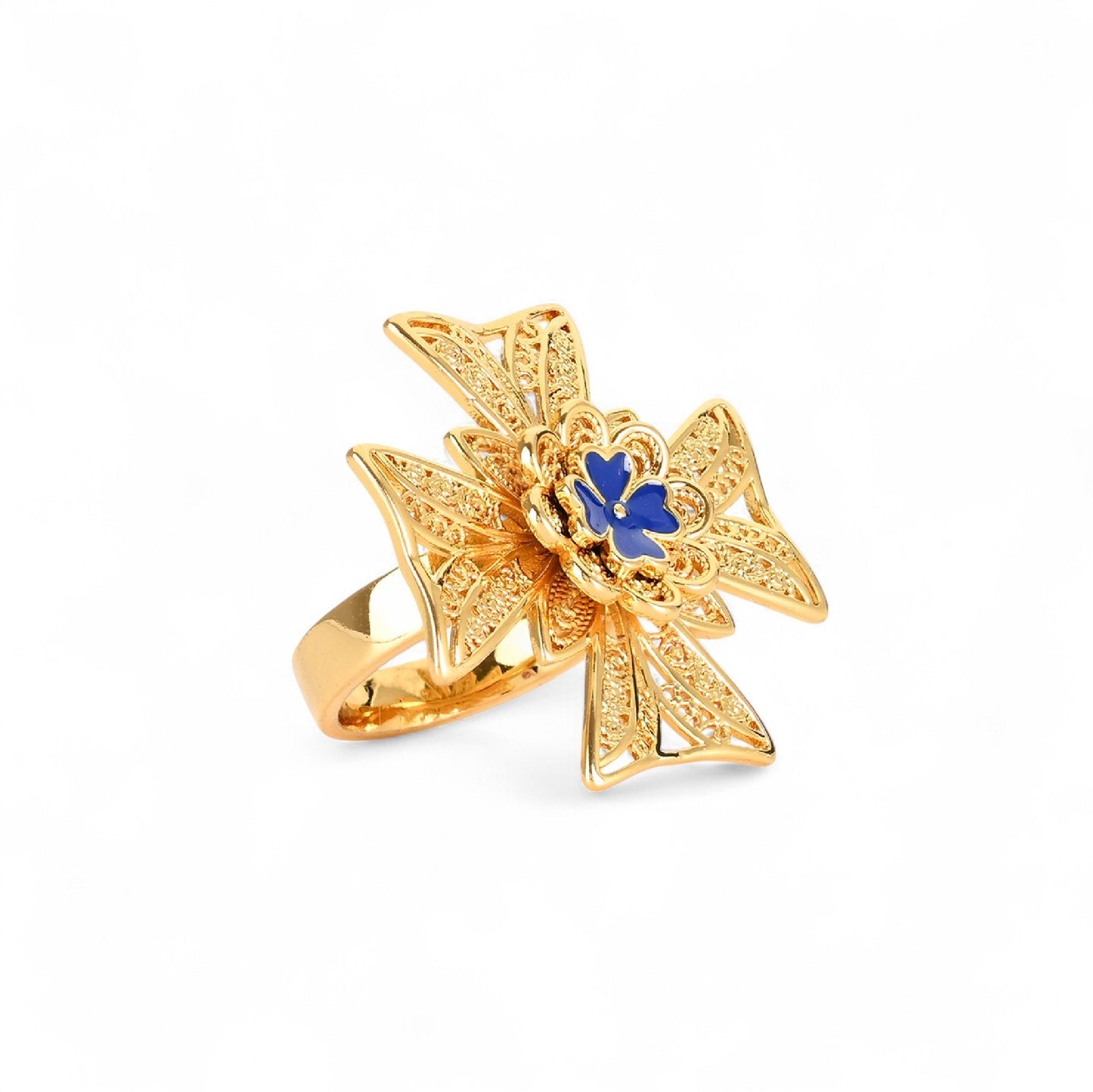 Bague Aria semi précieuse croix maltaise