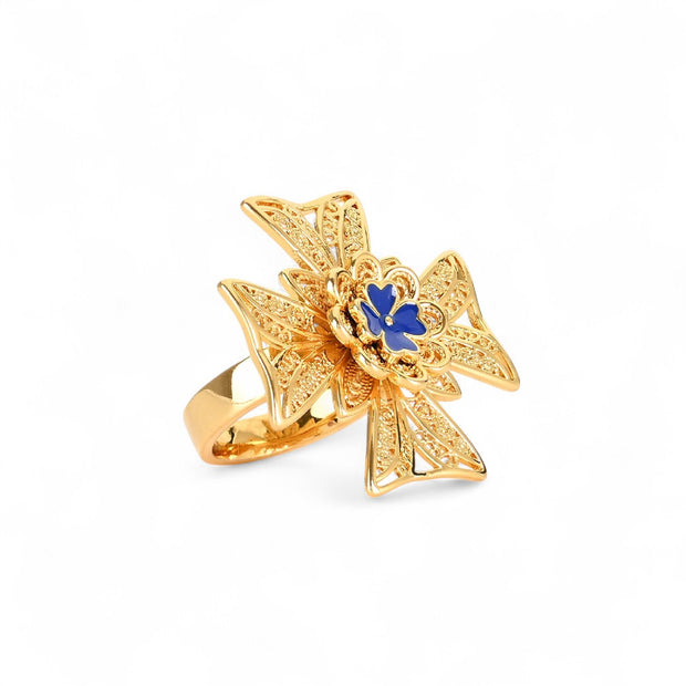 Bague Aria semi précieuse croix maltaise