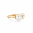 Bague Luna semi précieuse fleur nacre et perle R3767