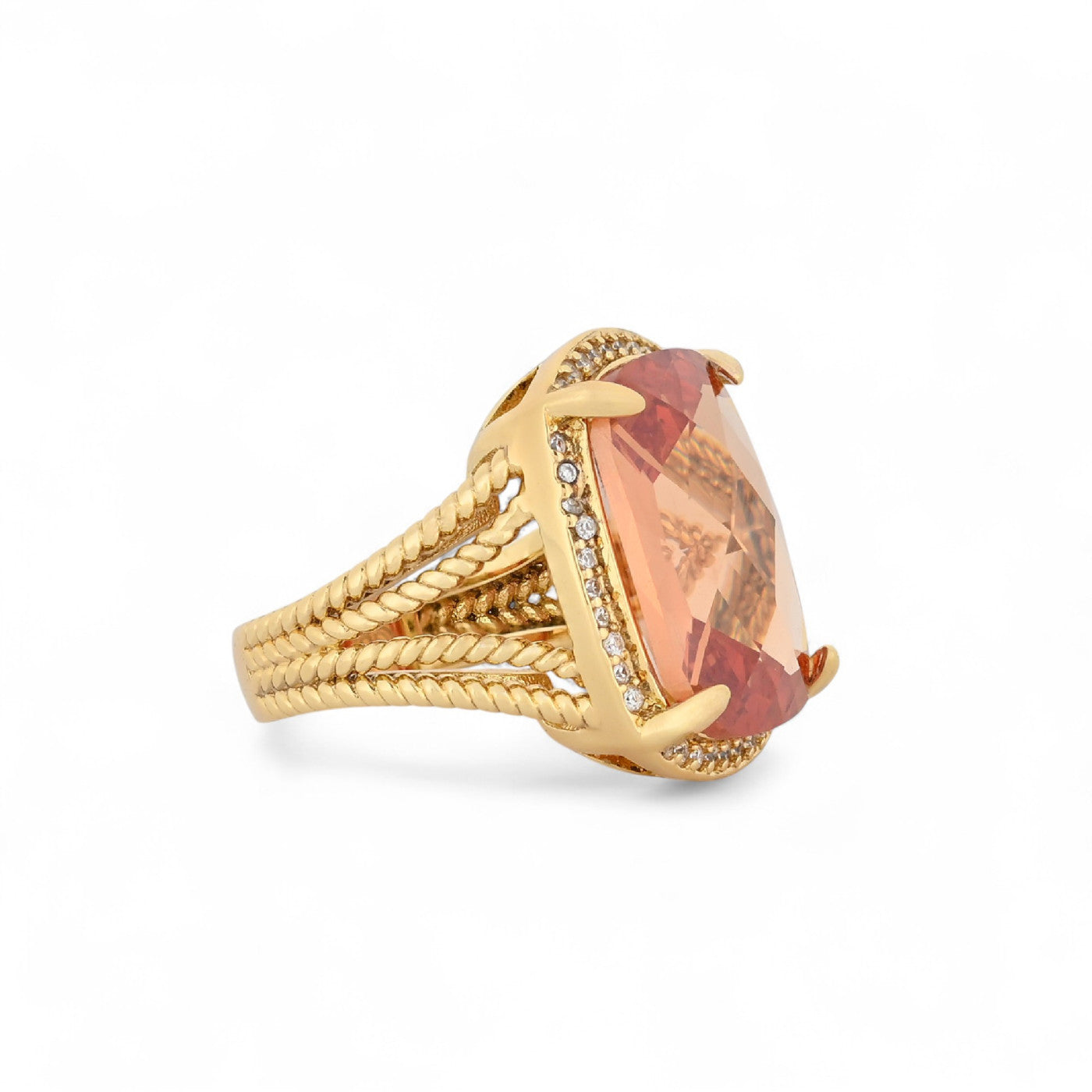 Bague Luna semi précieuse pierre rectangulaire R3768