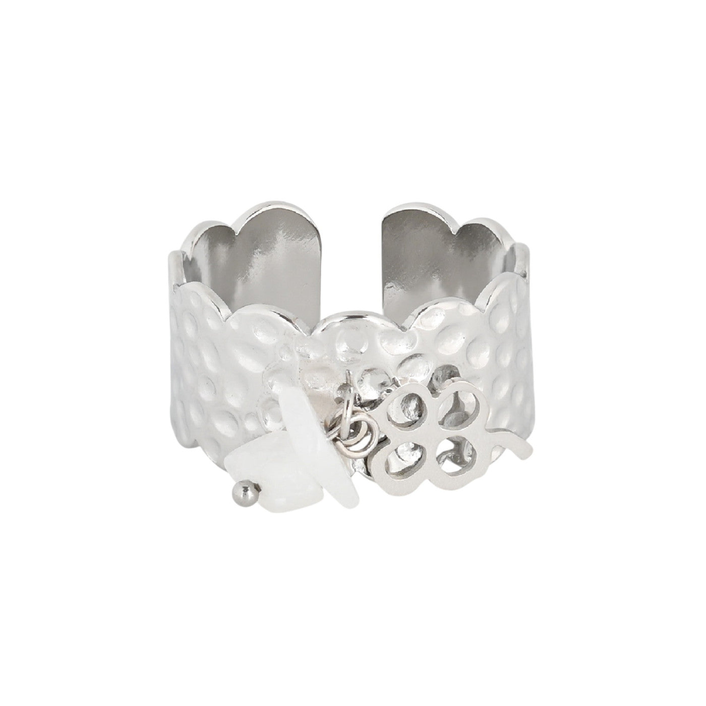 Bague Esmée réglable acier trèfle