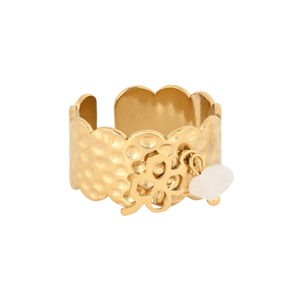 Bague Esmée réglable acier trèfle