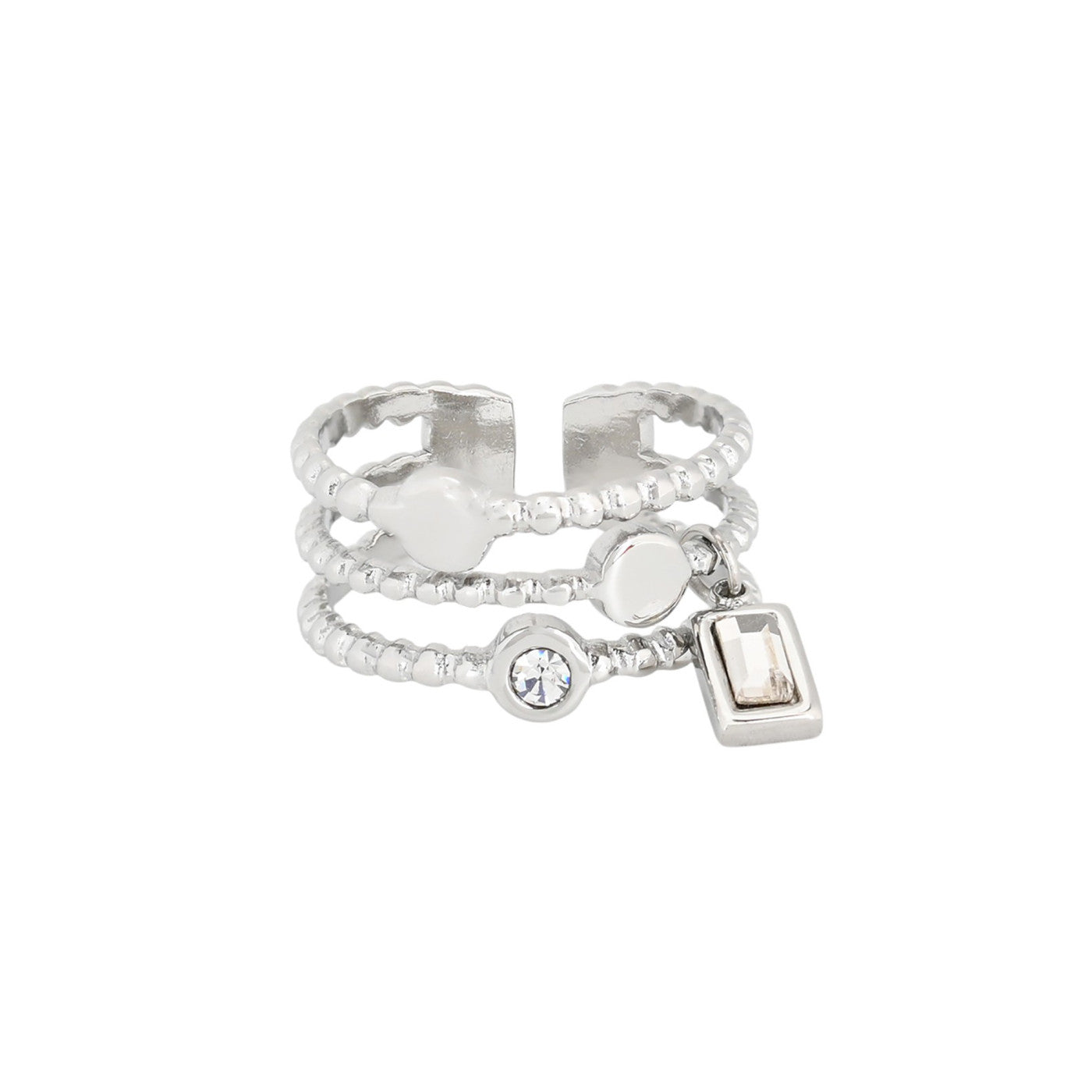 Bague Esmée réglable acier rectangle