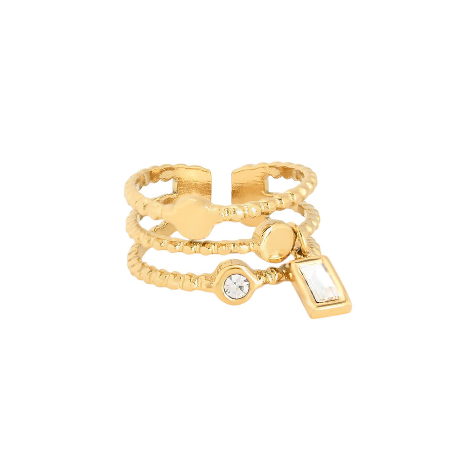 Bague Esmée réglable acier rectangle