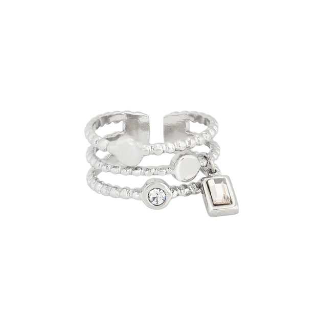 Bague Esmée réglable acier rectangle