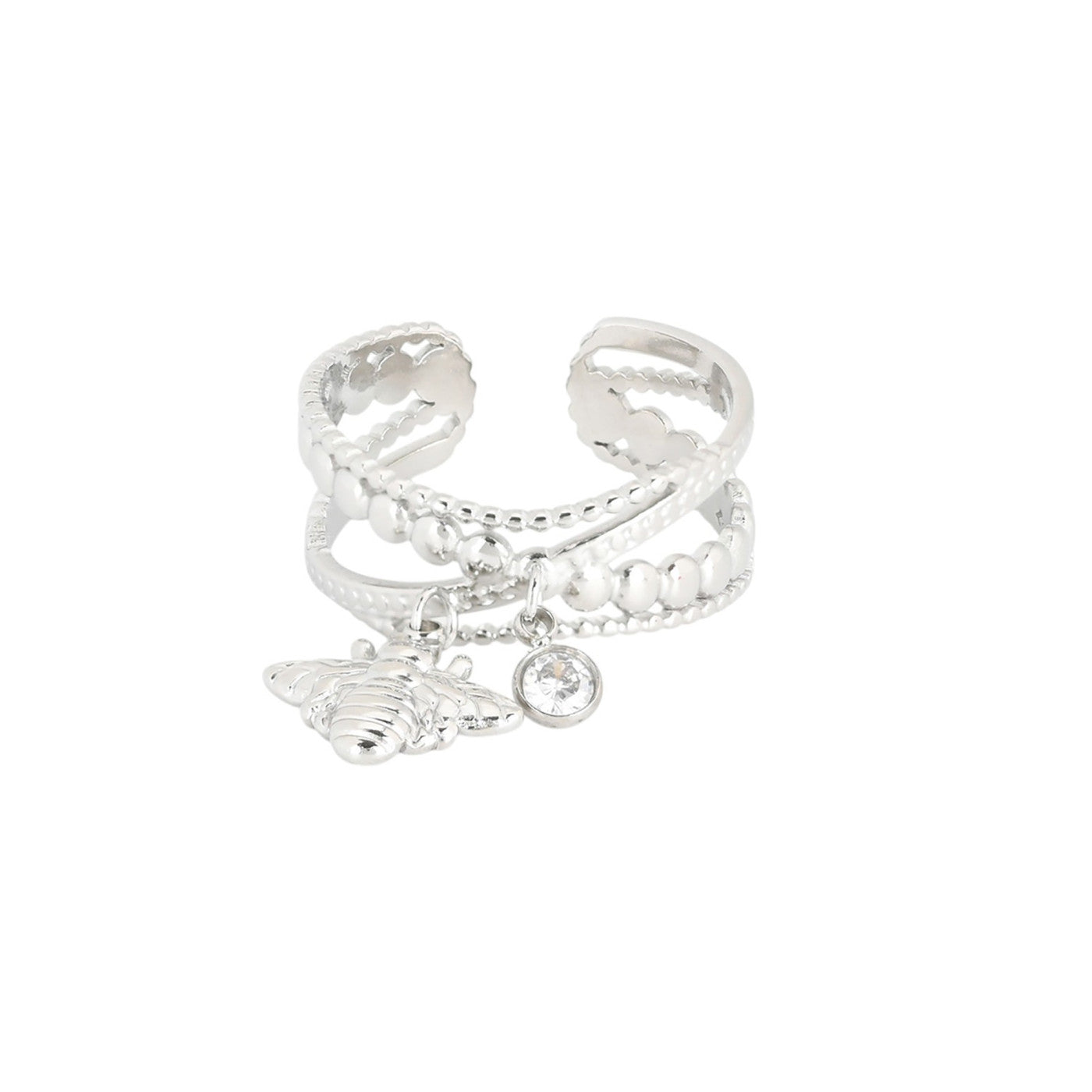 Bague Esmée réglable acier abeille