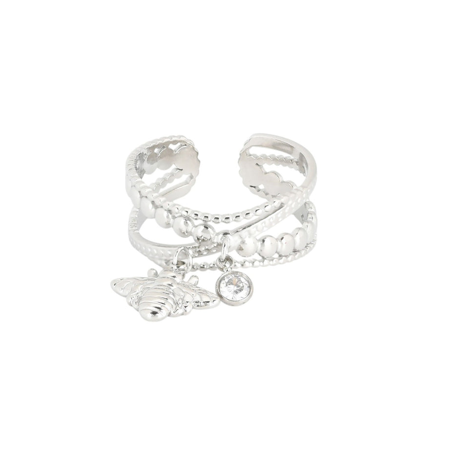 Bague Esmée réglable acier abeille