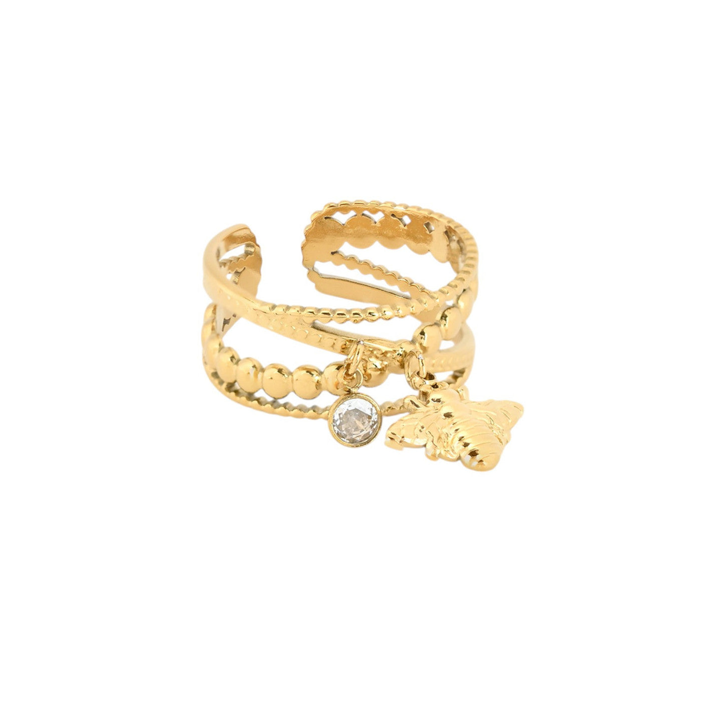 Bague Esmée réglable acier abeille