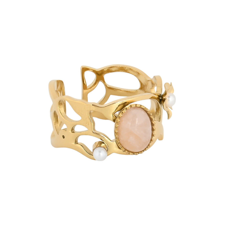 Bague Esmée réglable acier avec pierre