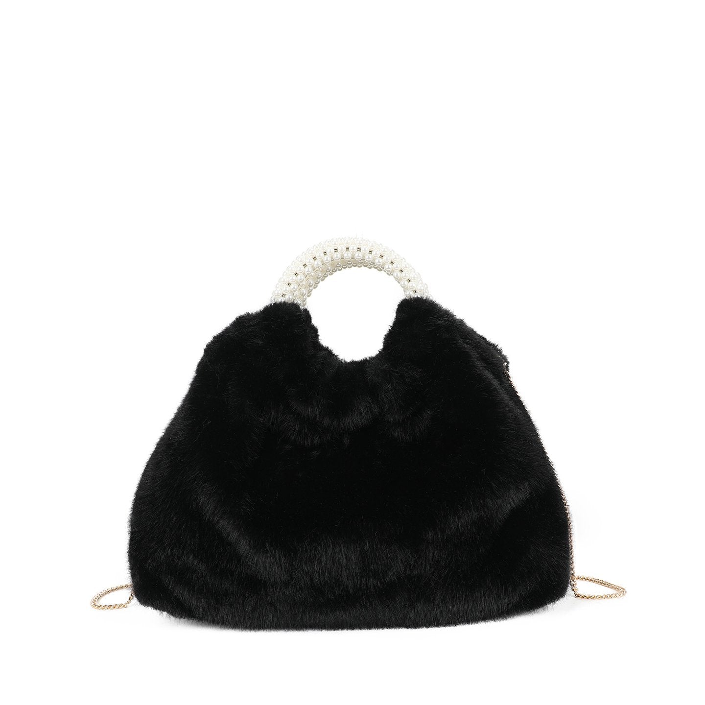Sac à main avec fourrure et perles