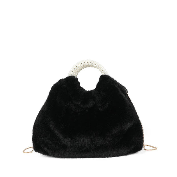 Sac à main avec fourrure et perles