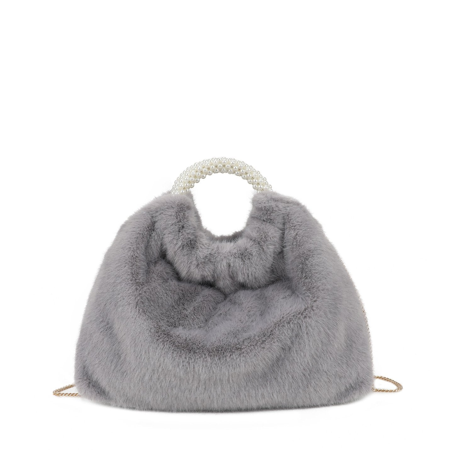 Sac à main avec fourrure et perles
