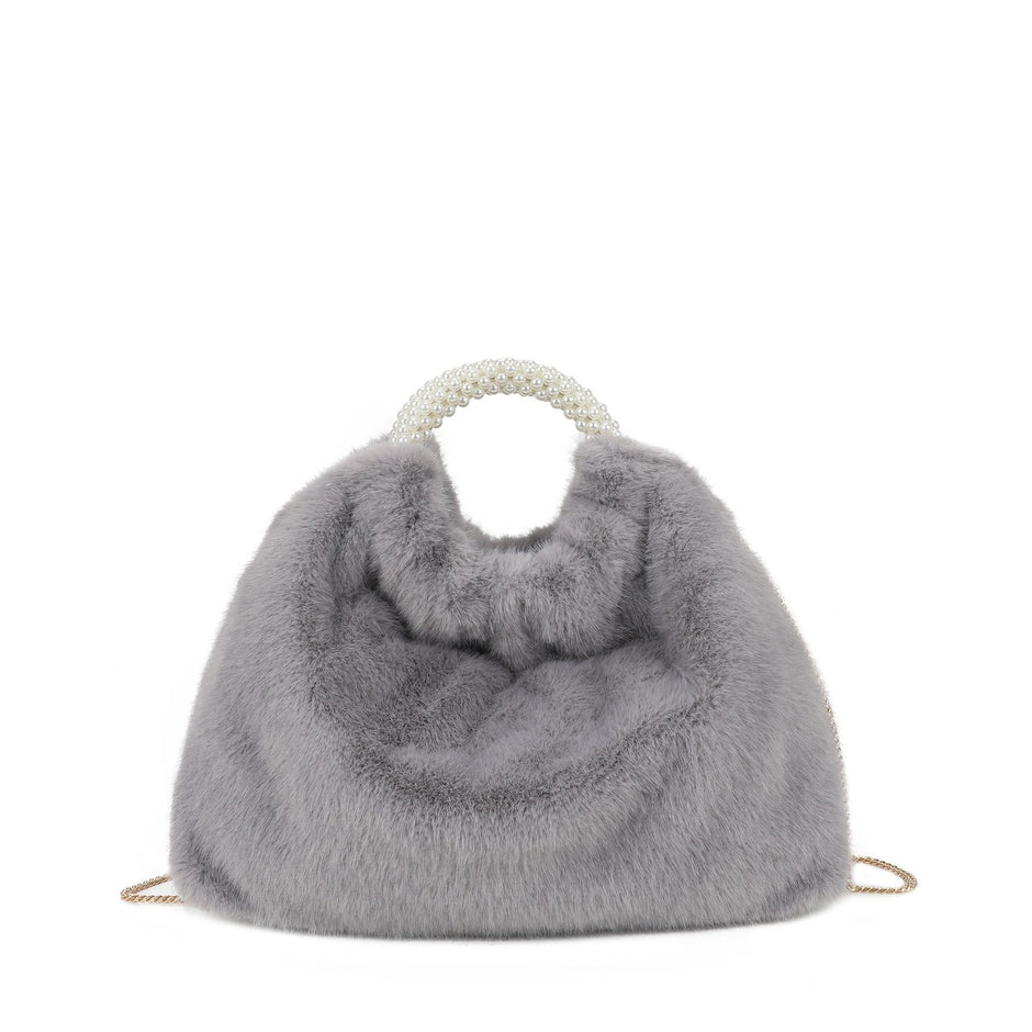 Sac à main avec fourrure et perles