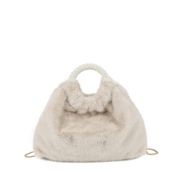 Sac à main avec fourrure et perles