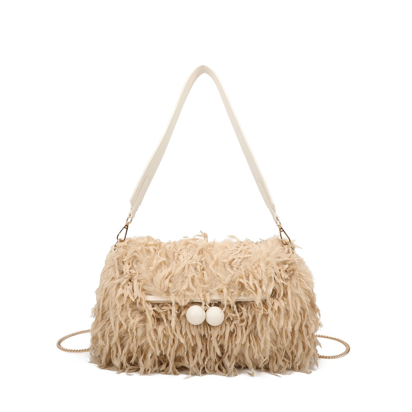 Sac à main avec poils et plumes