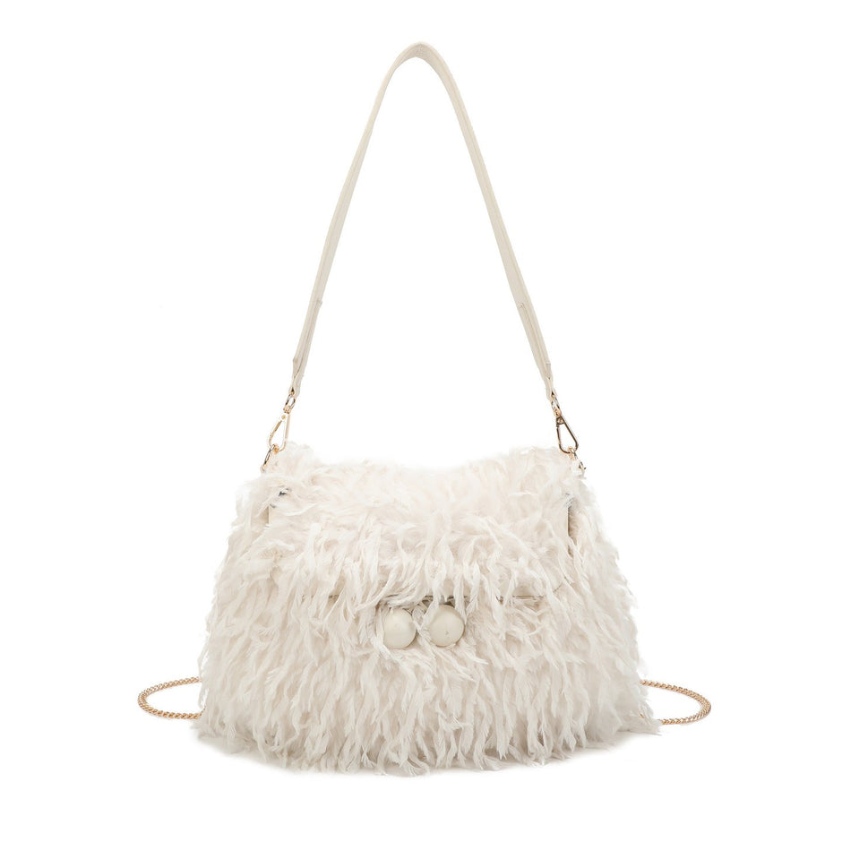 Sac à main avec poils et plumes