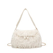 Sac à main avec poils et plumes
