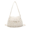 Sac à main avec poils et plumes