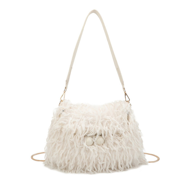Sac à main avec poils et plumes