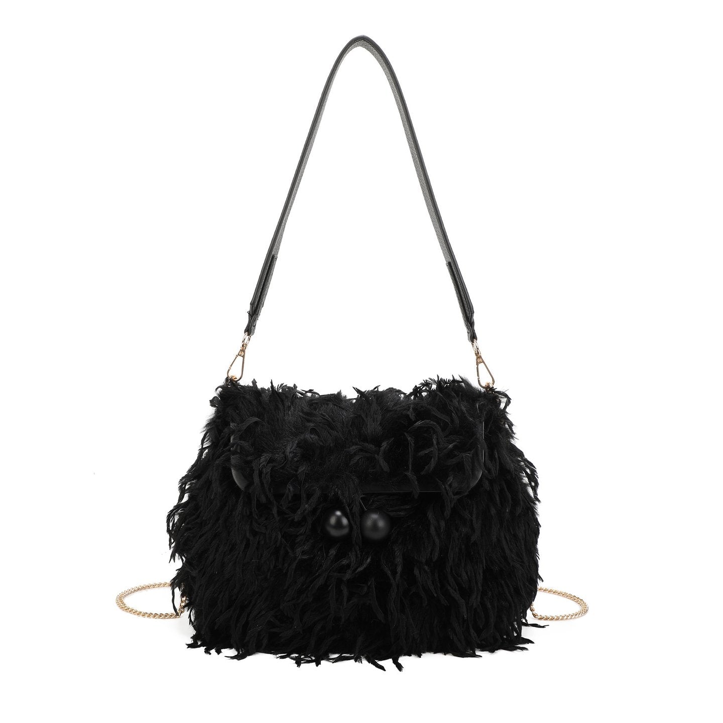 Sac à main avec poils et plumes