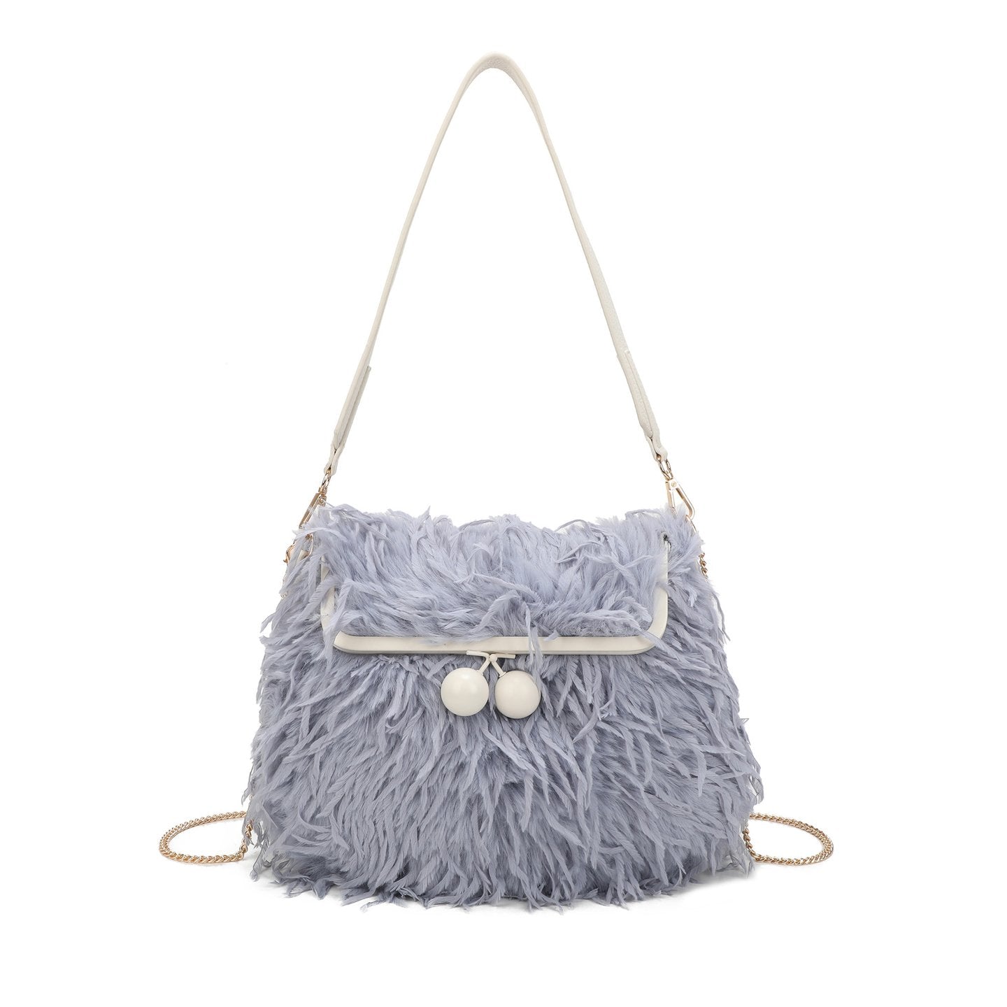 Sac à main avec poils et plumes