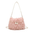 Sac à main avec poils et plumes