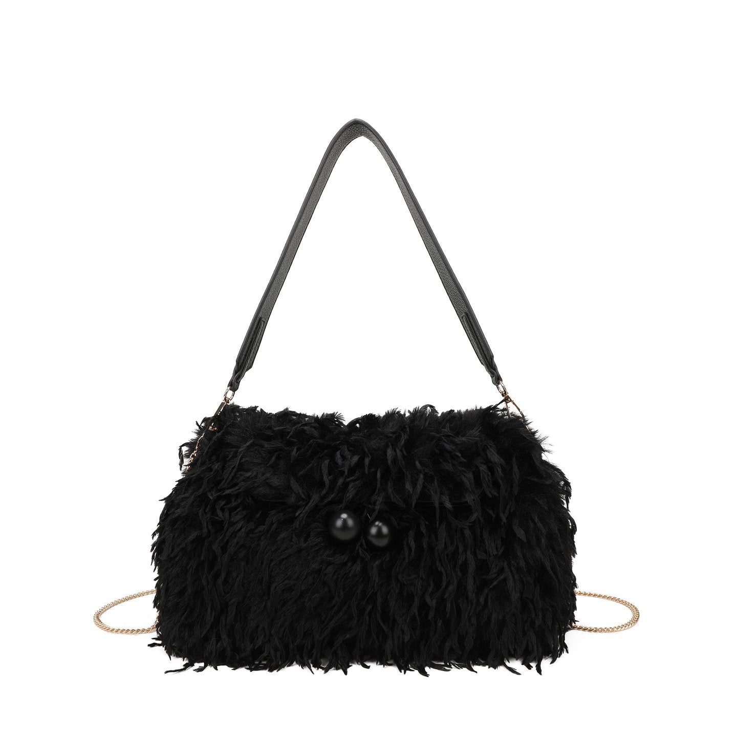 Sac à main avec poils et plumes
