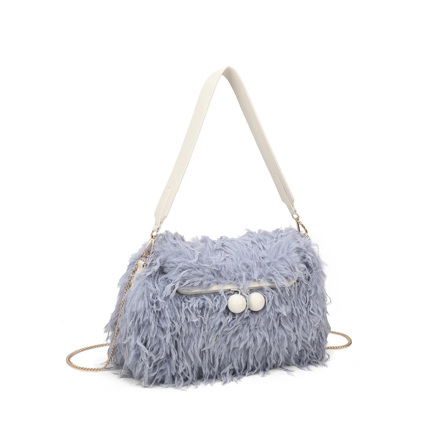 Sac à main avec poils et plumes