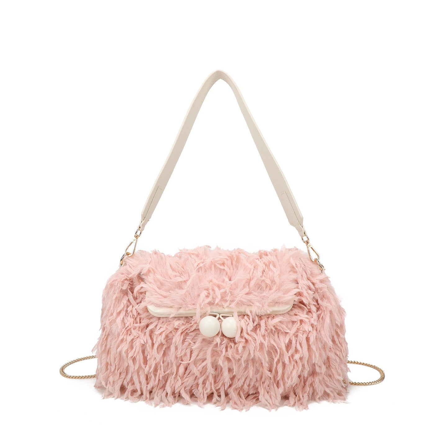 Sac à main avec poils et plumes