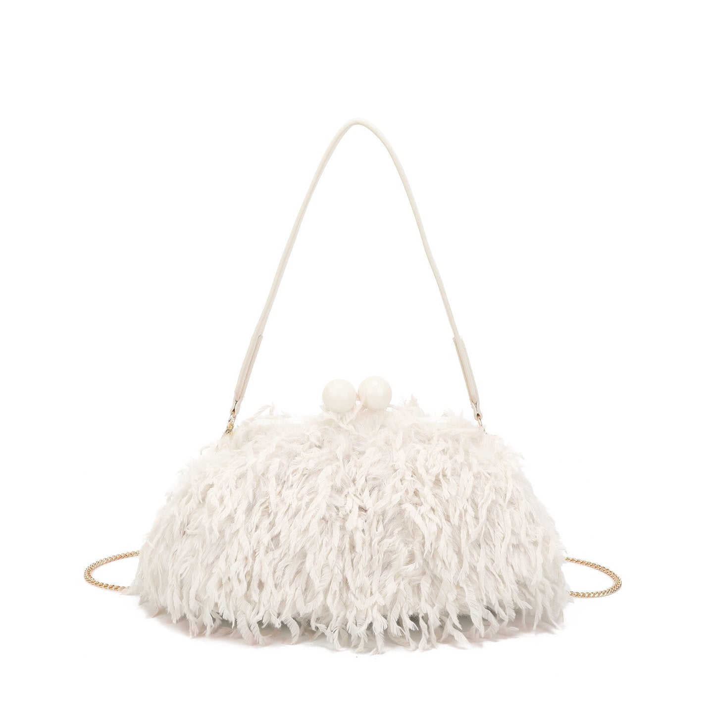 Sac à main avec poils et plumes