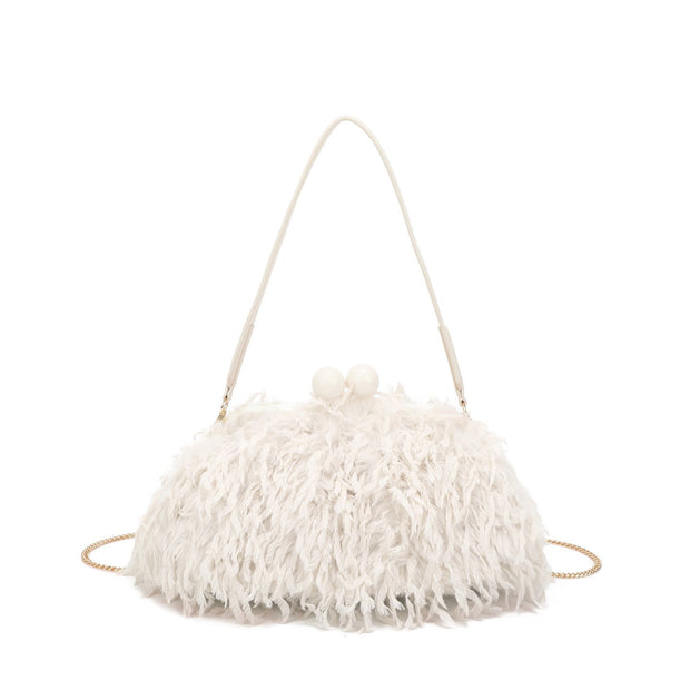 Sac à main avec poils et plumes