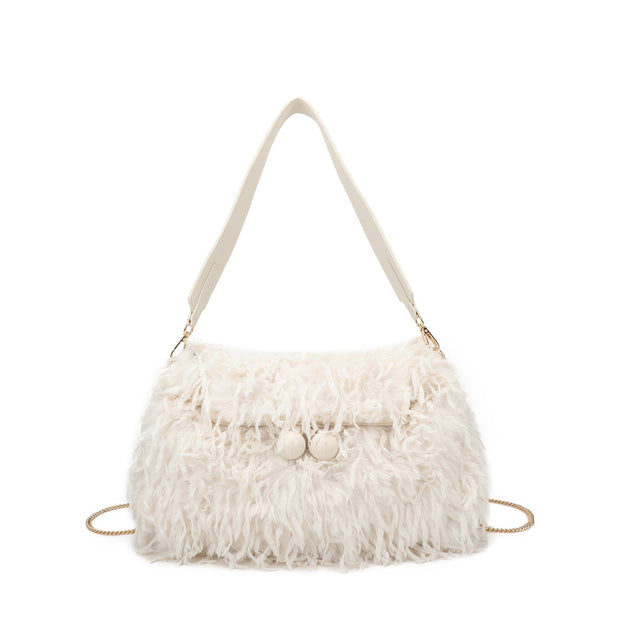 Sac à main avec poils et plumes