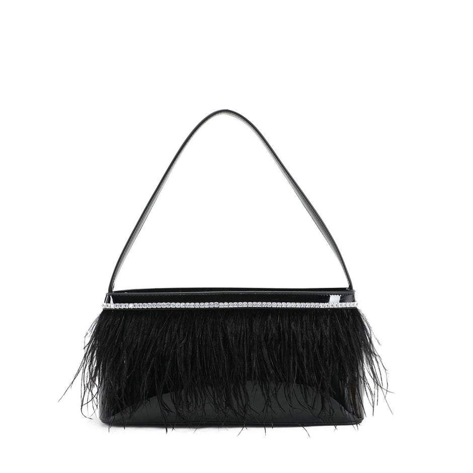 Sac à main en vernis et plumes
