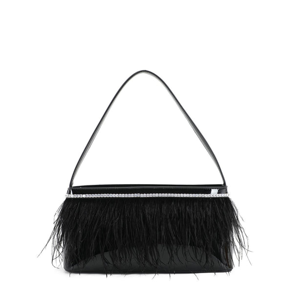 Sac à main en vernis et plumes