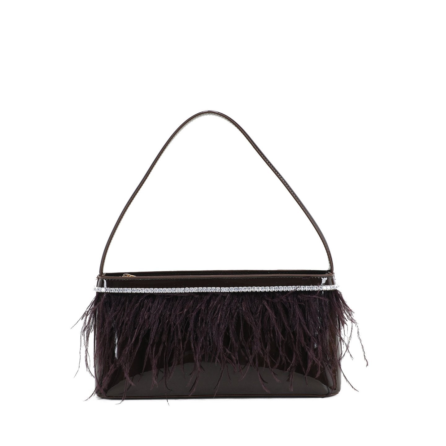 Sac à main en vernis et plumes