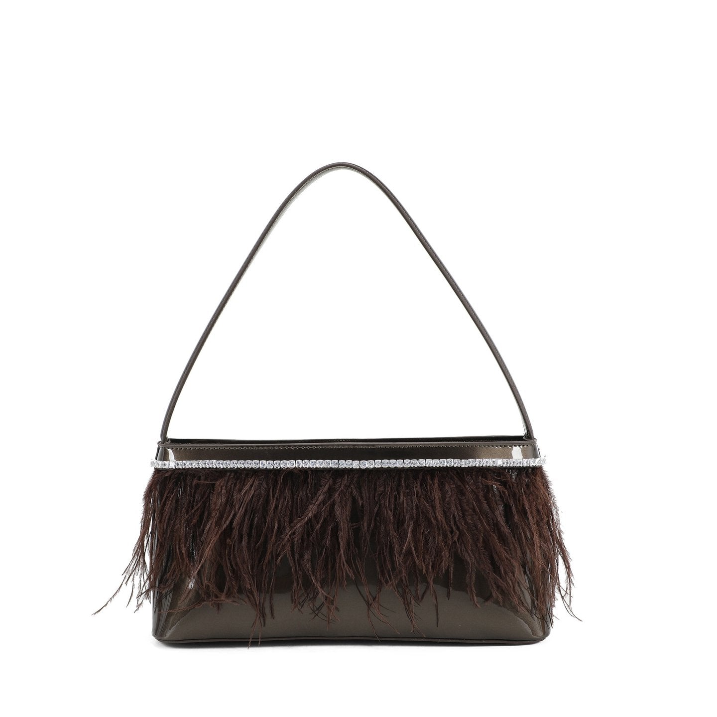 Sac à main en vernis et plumes