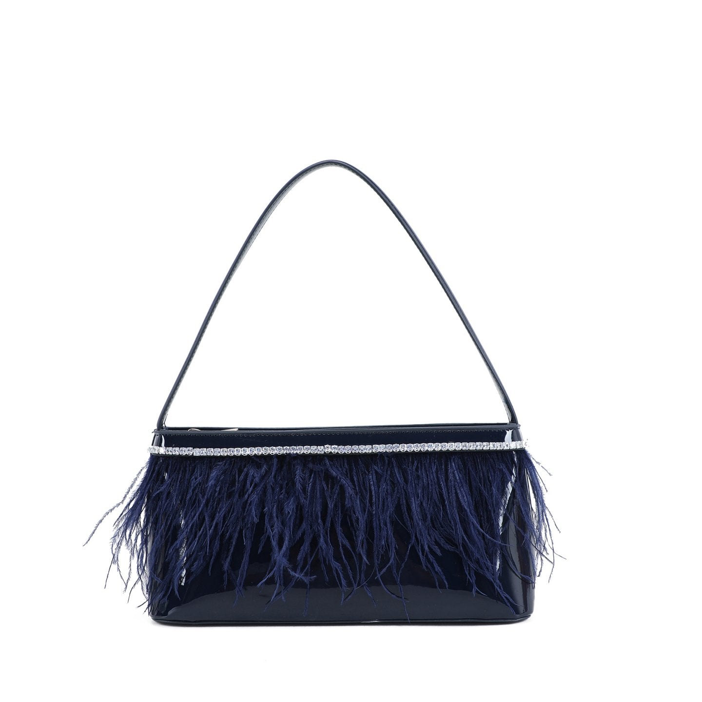 Sac à main en vernis et plumes