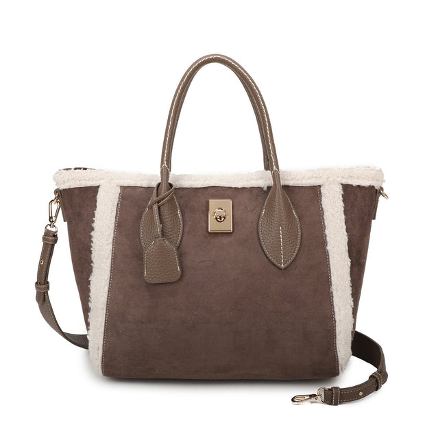 Sac à main Shopper avec fourrure et daim