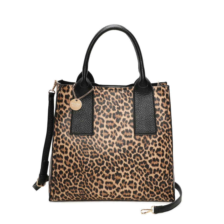 Sac à main Shopper avec imprimé animal et pendentif