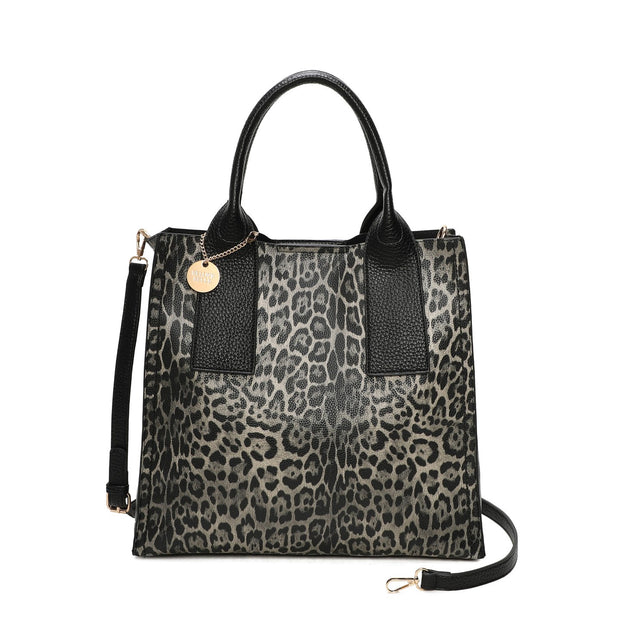 Sac à main Shopper avec imprimé animal et pendentif