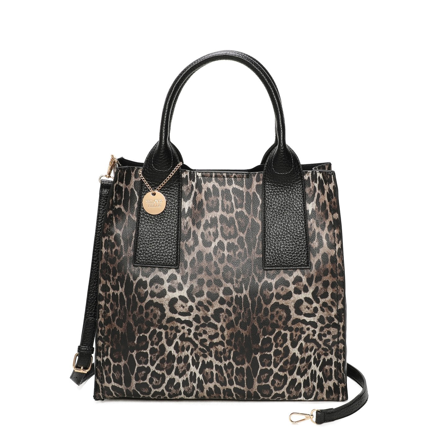 Sac à main Shopper avec imprimé animal et pendentif