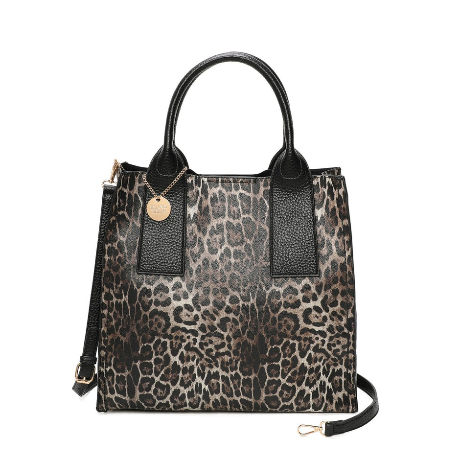 Sac à main Shopper avec imprimé animal et pendentif